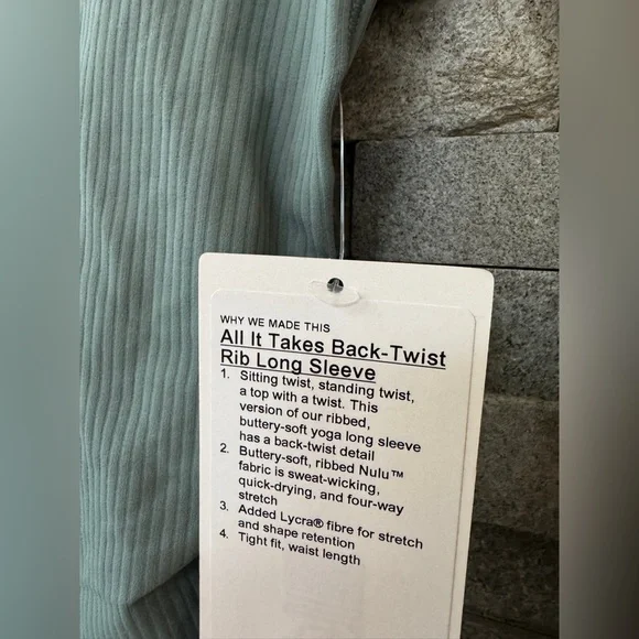 NWT Lululemon All it Takes Back-Twist Rib Long Sleeve Crater Blue Size 4 - Picture 5 of 10